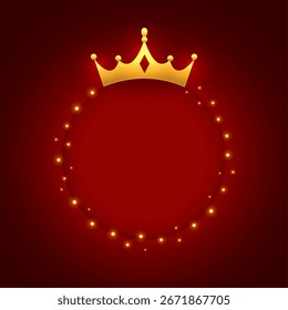 Fondo rojo de la corona real dorada con la Imagen y el Vector del espacio del texto