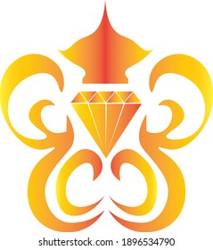 Golden Royal Diamond Logo Vector icon art illustration design.