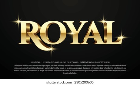 Golden royal editable text effect template with 3d style use for logo and business brand