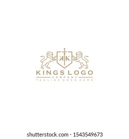 Golden royal lion king logo