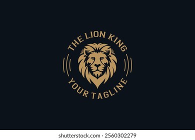 Golden Royal Lion King Logo Design. Lion Emblem Logo Design