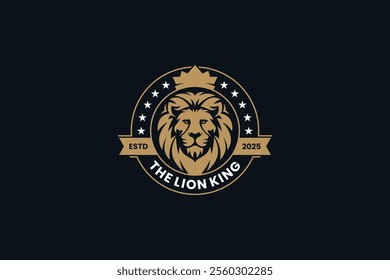 Golden Royal Lion King Logo Design. Lion Emblem Logo Design