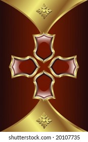 Golden royal medallion with floral elements