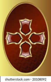 Golden royal medallion with floral elements