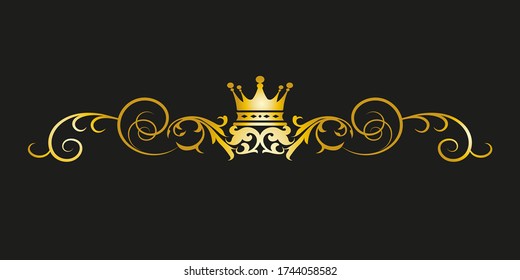 Golden Royal ornament on a black background vector illustration