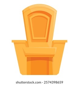 Golden royal throne standing on white background, king power symbol