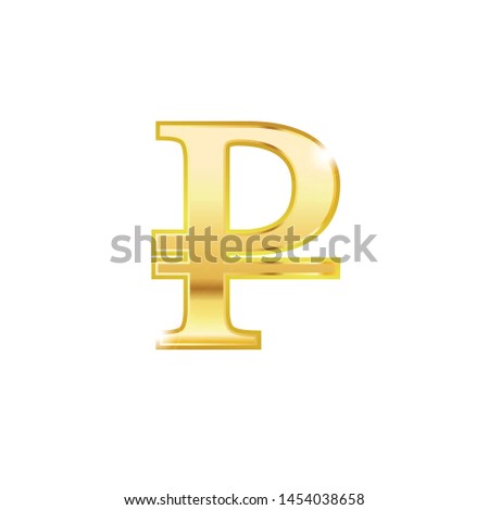 Golden Rubel symbol isolated web vector icon. Rubel trendy 3d style vector icon. Golden Rubel currency sign