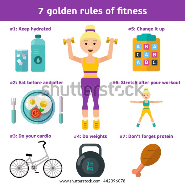 Golden Rules Fitness Rules Healthy Lifestyle Stock Vector Royalty Free 442396078