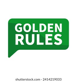 Golden Rules In Green Rectangle Shape For Important Rule Detail Information Announcement
