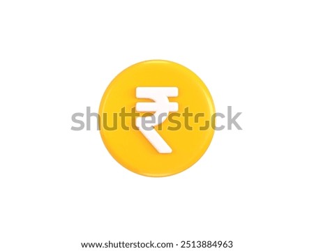 Golden rupee coin icon 3d render