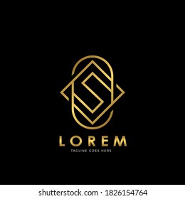 Geometrische Linie für das Konzept des Vectordesign der Golden S-Anfangsbuchstaben