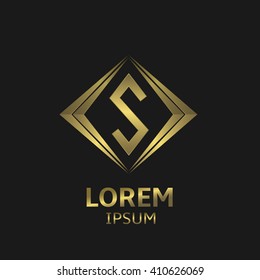 Golden S letter logo. Creative business logo symbol. Elegant S letter sign