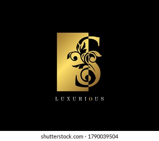Golden S Letter Logo Design. Gold S Letter With Negative Space and Classy Leaves Shape design perfect for fashion, Jewelry, Cosmetics, Hotel and Restaurant Logo. 