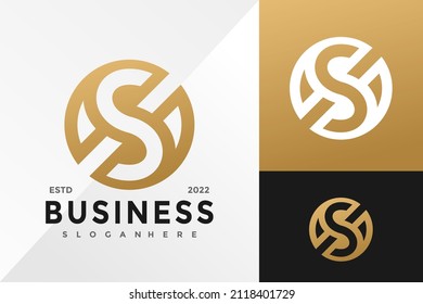 Golden S Monogram Logo Design Vector illustration template