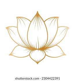 Golden sacred flower lotus. Vector illustration isolated on a white background