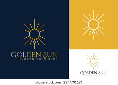 Golden Sacred Geometric Sun Light Logo Design Branding Template