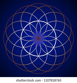 Golden Sacred Geometry Torus Yantra on background