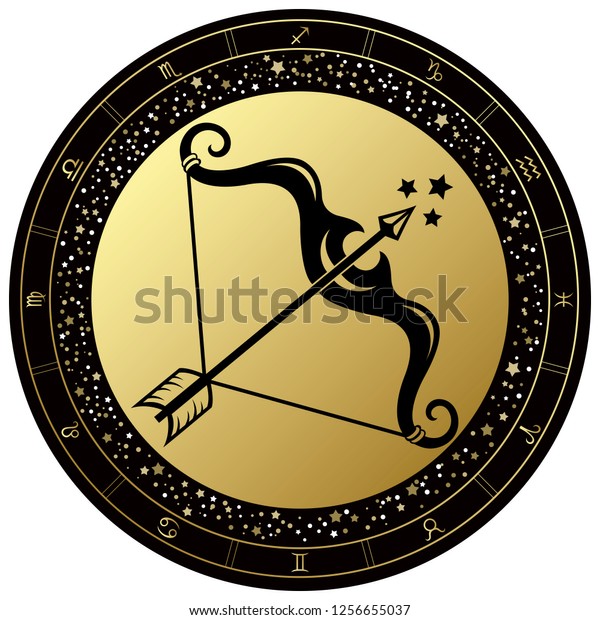 Golden Sagittarius Horoscope Symbol Vector Zodiac Stock Vector (Royalty ...