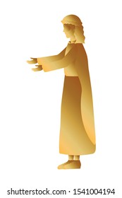 golden saint joseph manger character vector illustration design