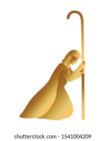 golden saint joseph manger character vector illustration design