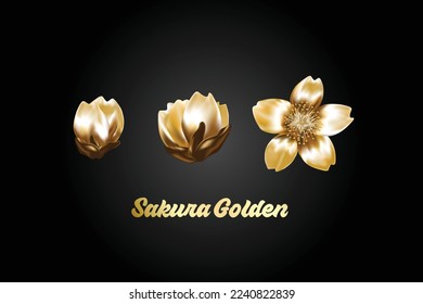 Golden sakura flowers, Japanese gold cherry blossoms