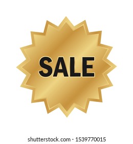 Golden SALE badge label. Vector gold rosette.