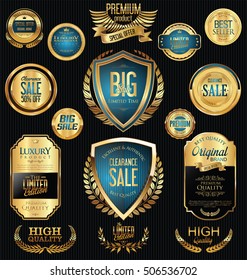 Golden sale badges and labels retro vintage collection 