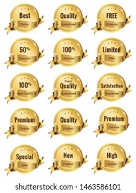 Golden sale frame badge and label vector collection