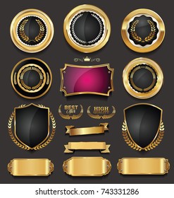 Golden sale frame badge and label vector collection 