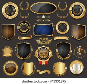 Golden sale frame badge and label vector collection 