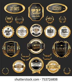 Golden sale frame badge and label vector collection