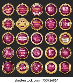 Golden sale frame badge and label vector collection