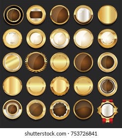 Golden sale frame badge and label vector collection