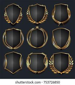 Golden sale frame badge and label vector collection