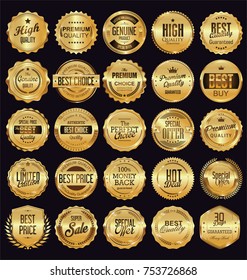 Golden sale frame badge and label vector collection