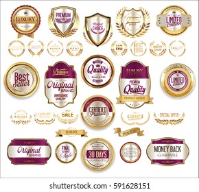 Golden sale shields laurel wreaths and badges collection