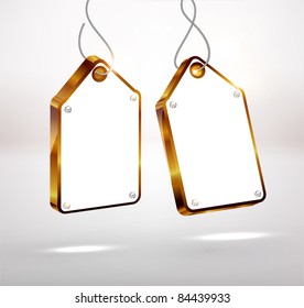 Golden Sale tags with diamonds. Vector Illustration