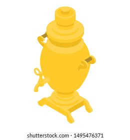 Golden samovar icon. Isometric of golden samovar vector icon for web design isolated on white background