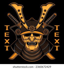 máscara de samurai dorada, EPS vectorial 10