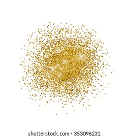 Golden sand isolated on white.