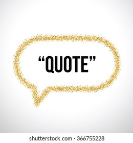 Golden sand speech bubble icon for text quote. Vector blank template