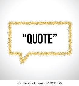 Golden sand speech bubble icon for text quote. Vector blank template