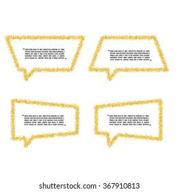 Golden sand speech bubble icon for text quote. Vector blank template