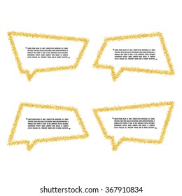 Golden sand speech bubble icon for text quote. Vector blank template