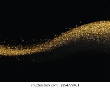  "Golden Sand Wave: Mid-Air Suspended Gold Dust on Black Background"