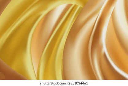 Fondo de textura de seda de satén dorado. Ilustración vectorial para su diseño.