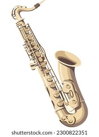 golden saxophone illustration over white