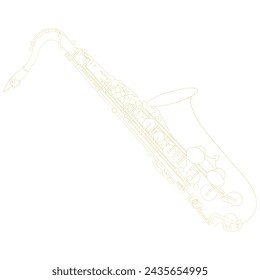 golden saxophone Line drawings of musical instruments for