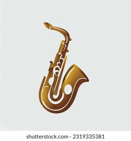 ilustración del logotipo del saxofón dorado en pantalla blanca