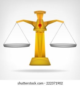 golden scale comparison vector object isolated illustration 